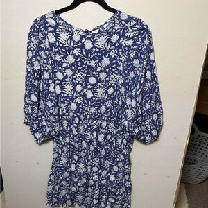 Floral Blue and White Dress